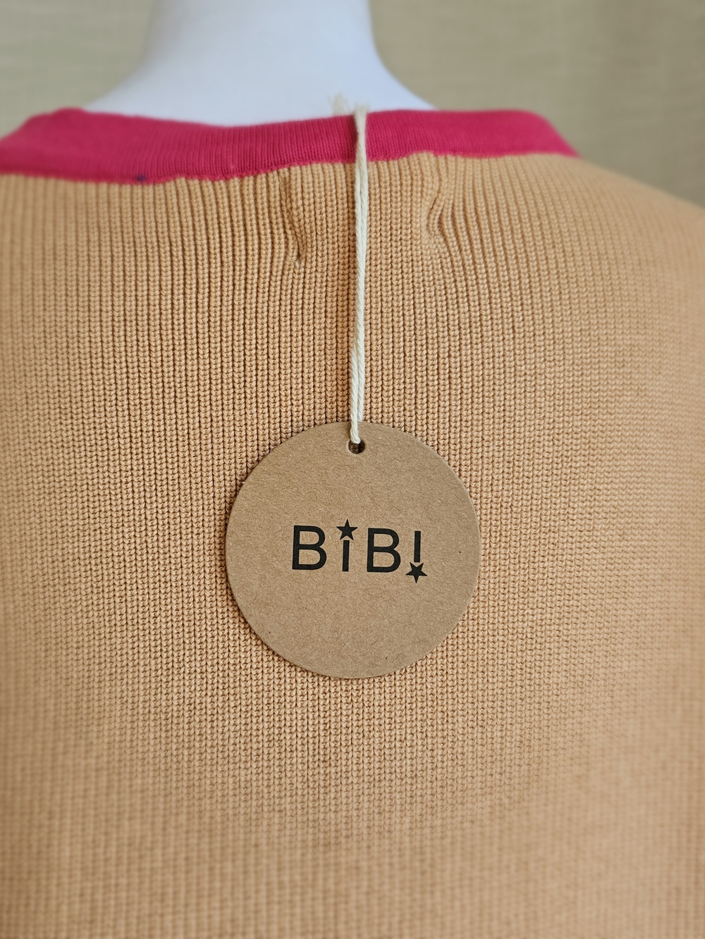 BiBi Colorblock Knit Sweater NWT Medium Tan Pink Black Wool Blend Oversized - Picture 5 of 12